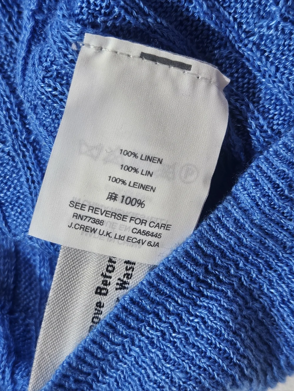 J. Crew‎ Lightweight Linen Cable Sweater Womens XS Blue Textured Quiet Luxury